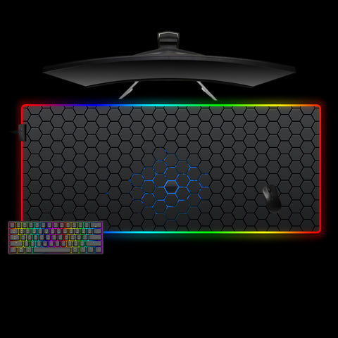 Hex Blue Inner Glow Design XL Size RGB Light Gamer Mouse Pad