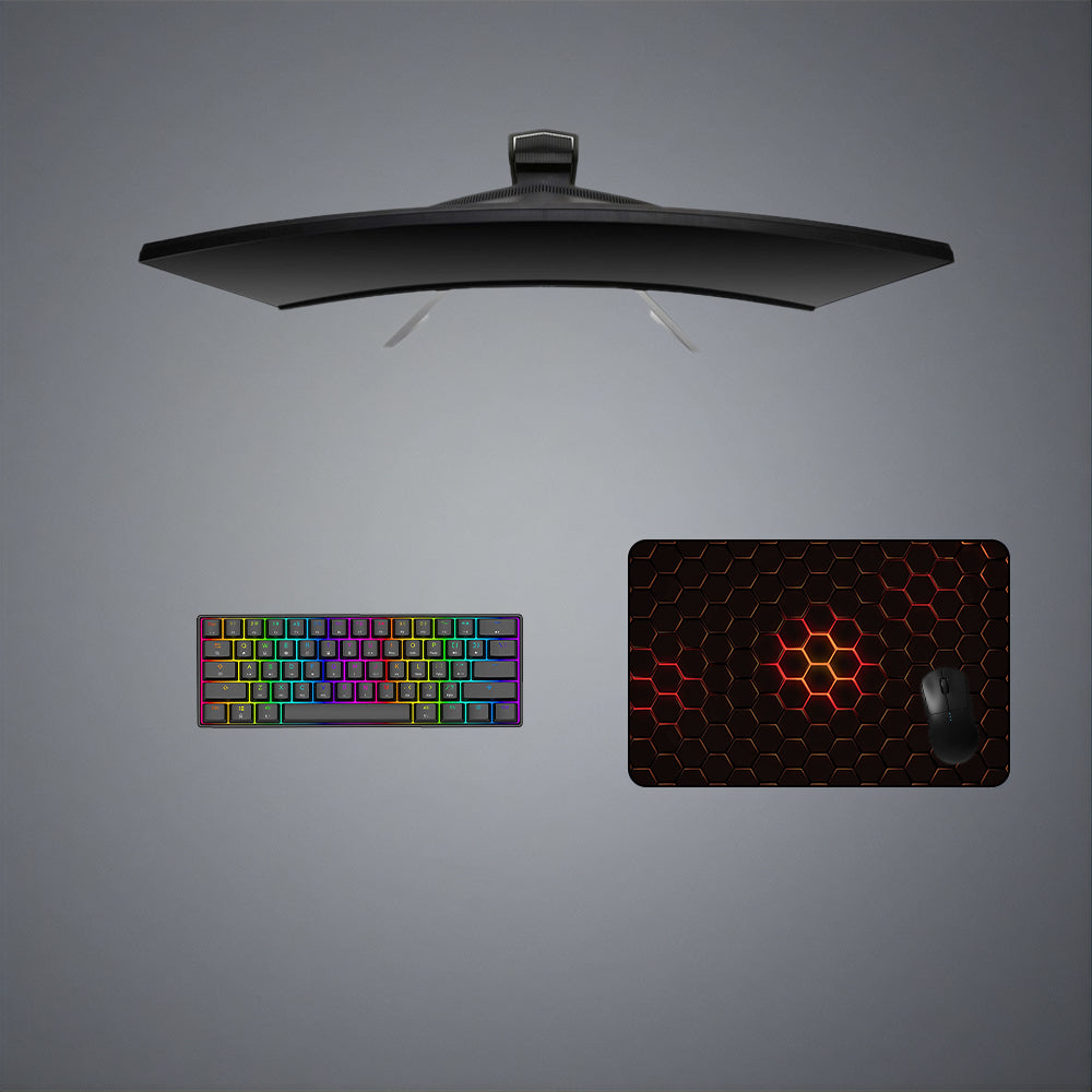 Hex Orange Glow Design Medium Size Gamer Mouse Pad