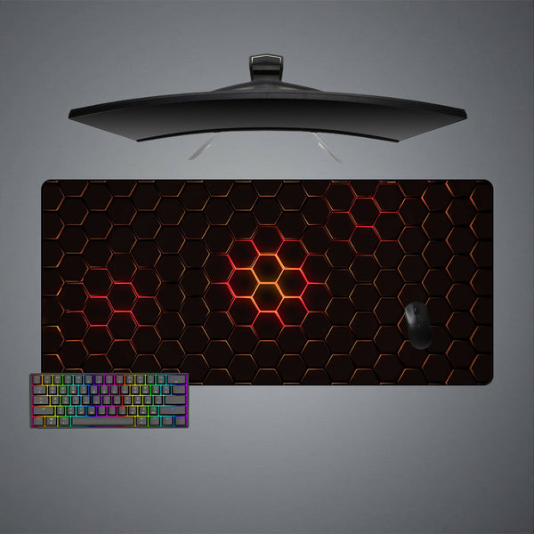Hex Orange Glow Design XXL Size Gamer Mouse Pad