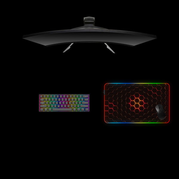 Hex Orange Glow Design Medium Size RGB Lit Gamer Mouse Pad