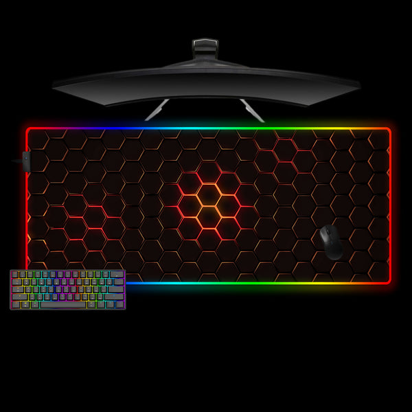 Hex Orange Glow Design XXL Size RGB Lit Gamer Mouse Pad