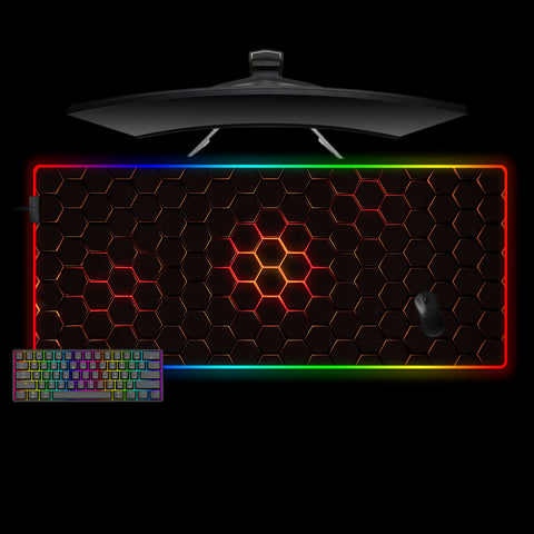Hex Orange Glow Design XXL Size RGB Lit Gamer Mouse Pad