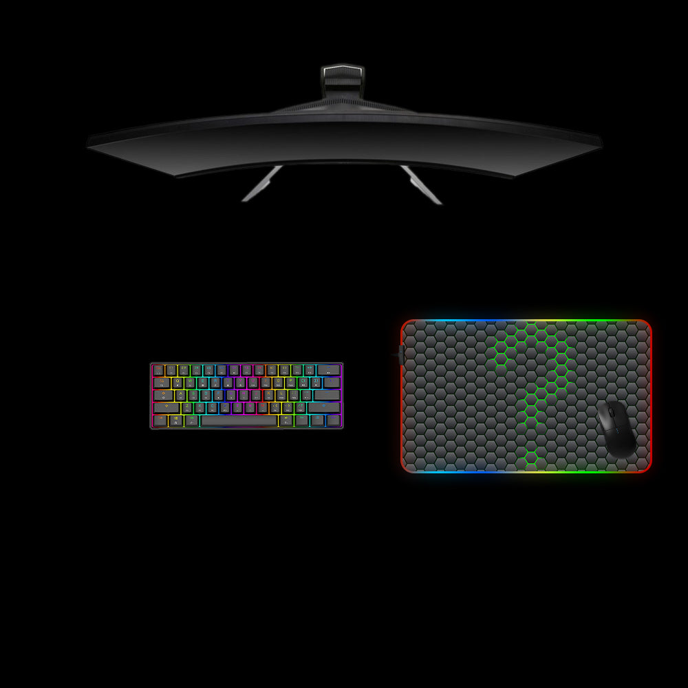 Hex Question Mark Design Medium Size RGB Backlit Gaming Mouse Pad, Computer Desk Mat