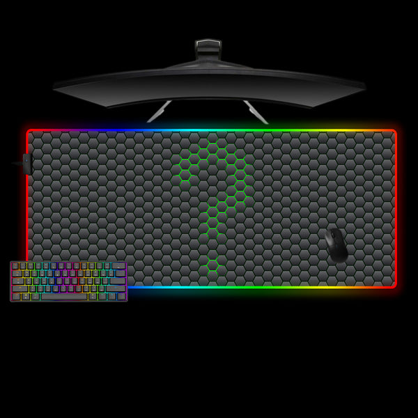 Hex Question Mark Design XL Size RGB Backlit Gaming Mouse Pad, Computer Desk Mat