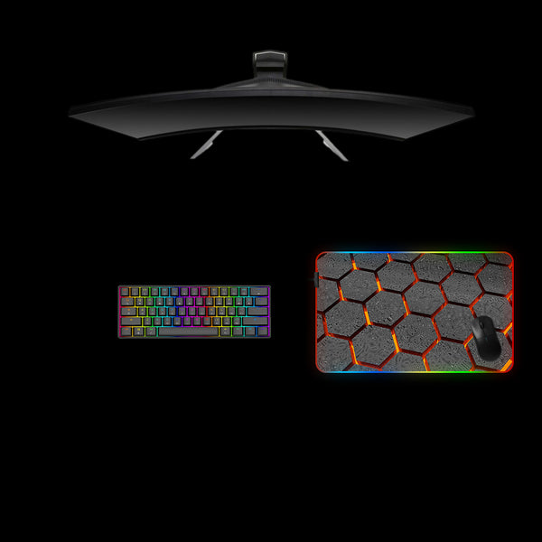 Hexagon Metal Tiles Design Medium Size RGB Backlit Gaming Mouse Pad, Computer Desk Mat