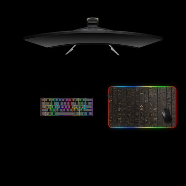 Hieroglyphs Design Medium Size RGB Light Gaming Mouse Pad