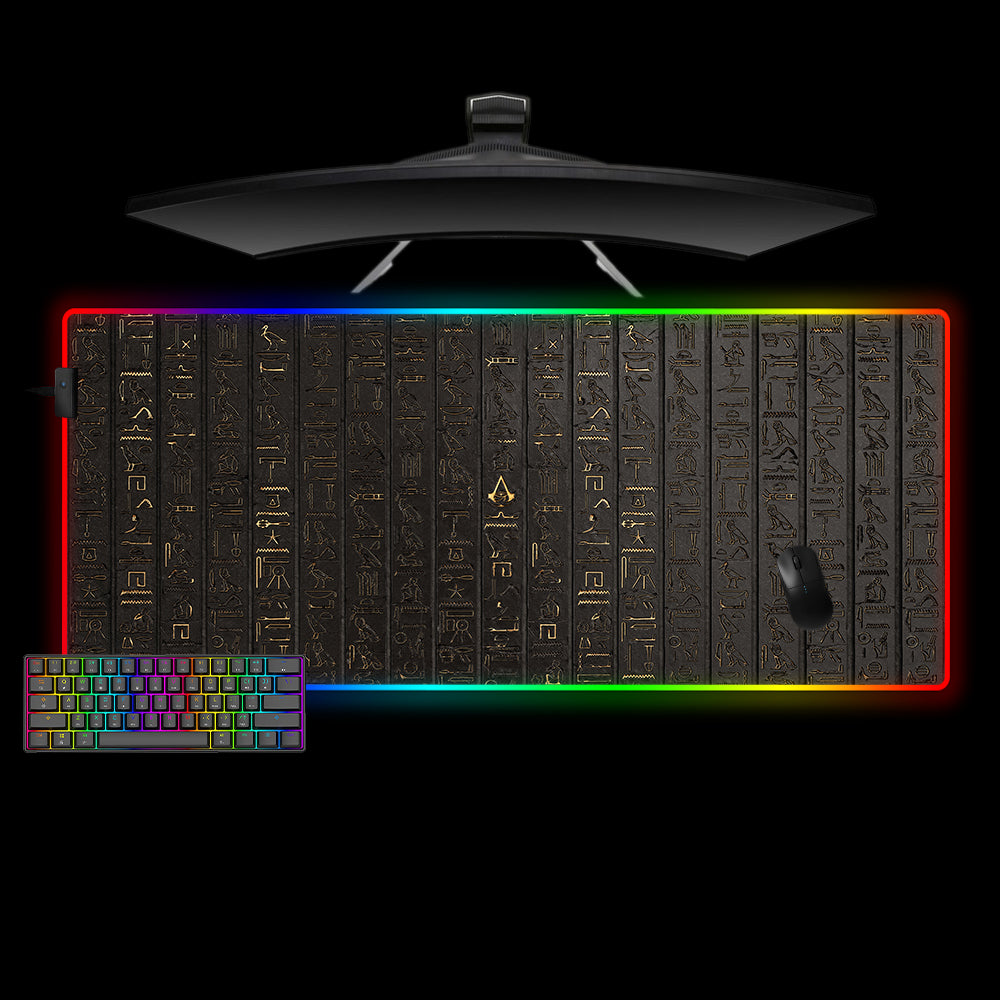 Hieroglyphs Design XL Size RGB Light Gaming Mouse Pad