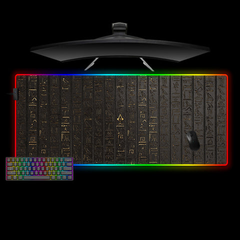 Hieroglyphs Design XL Size RGB Light Gaming Mouse Pad