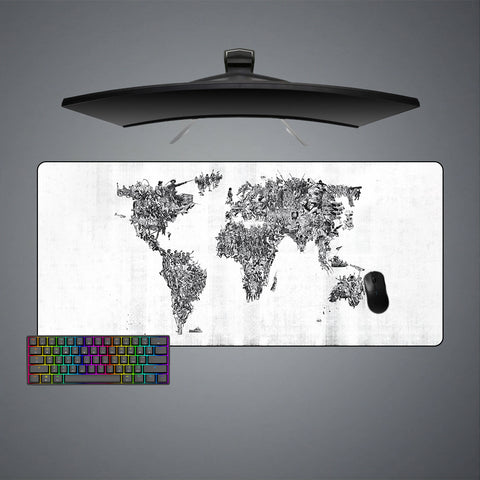 Historic Warfare Map Design XL Size Gamer Mouse Pad, Computer Desk Mat