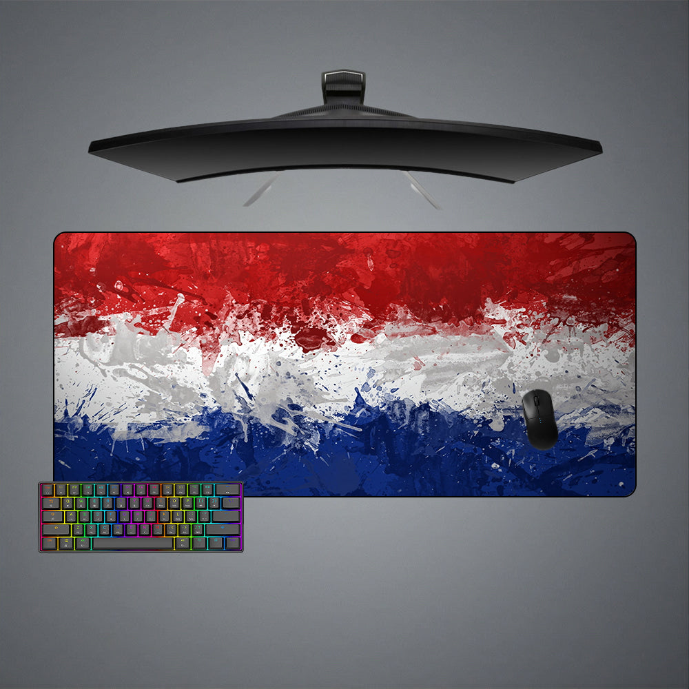 Holland Flag Splash Paint Design XXL Size Gamer Mouse Pad, Computer Desk Mat