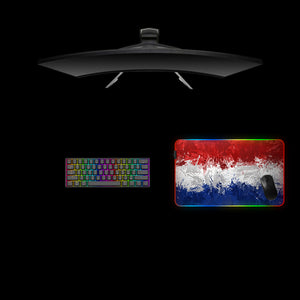 Holland Flag Splash Paint Design Medium Size RGB Light Gamer Mouse Pad, Computer Desk Mat