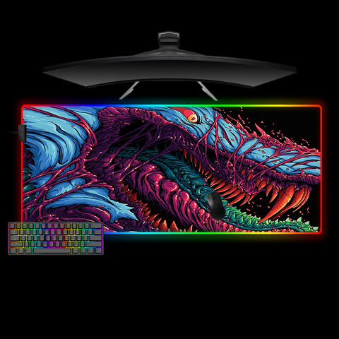 CSGO Hyperbeast Crazed Design Large Size RGB Illuminated Gamer Mouse Pad, Computer Desk Mat