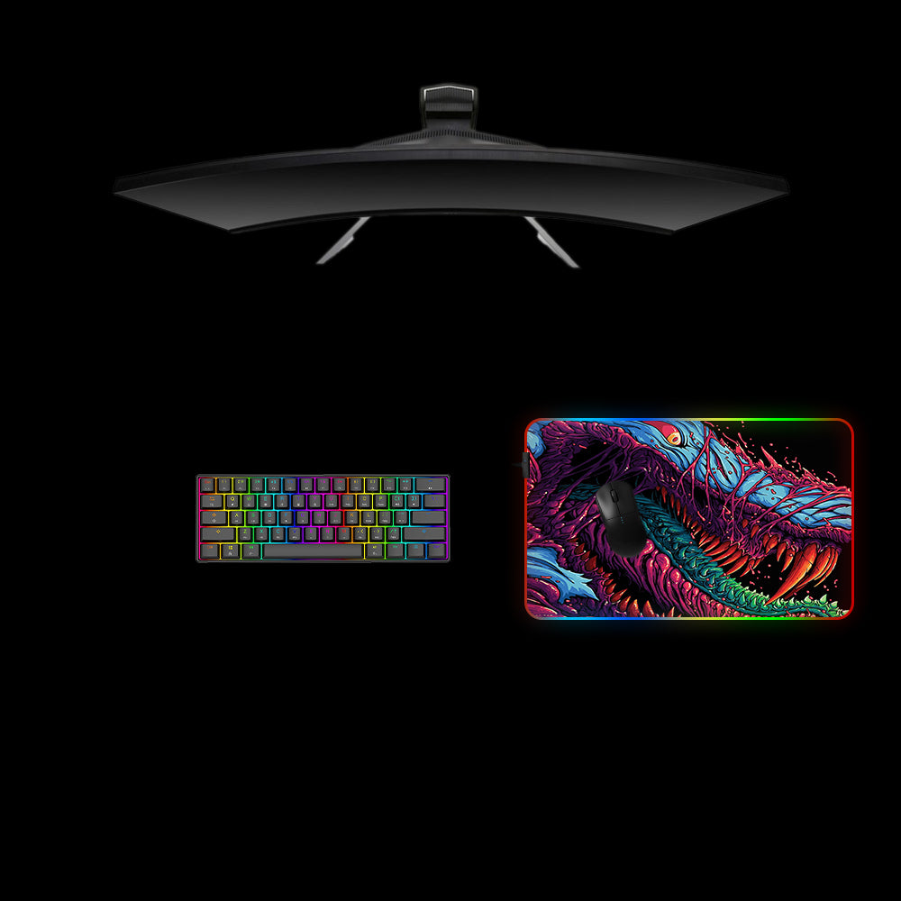 CSGO Hyperbeast Crazed Design Medium Size RGB Illuminated Gamer Mouse Pad, Computer Desk Mat