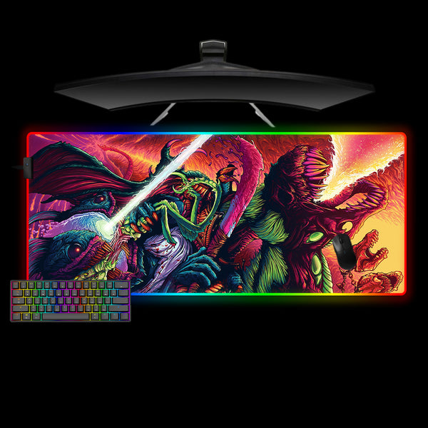 Hyperbeast Elementals Design Large Size RGB Illuminated Gamer Mouse Pad, Computer Desk Mat