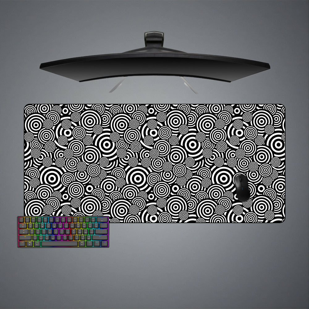 Hypno Circles Design Large Size Gaming Mouse Pad, Computer Desk Mat
