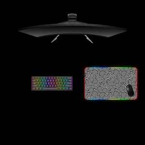 Hypno Circles Design Medium Size RGB Lit Gaming Mouse Pad, Computer Desk Mat