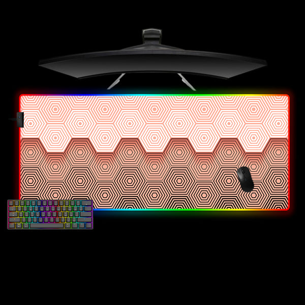Hypnotic Hex Pattern Design XXL Size RGB Lit Gamer Mouse Pad