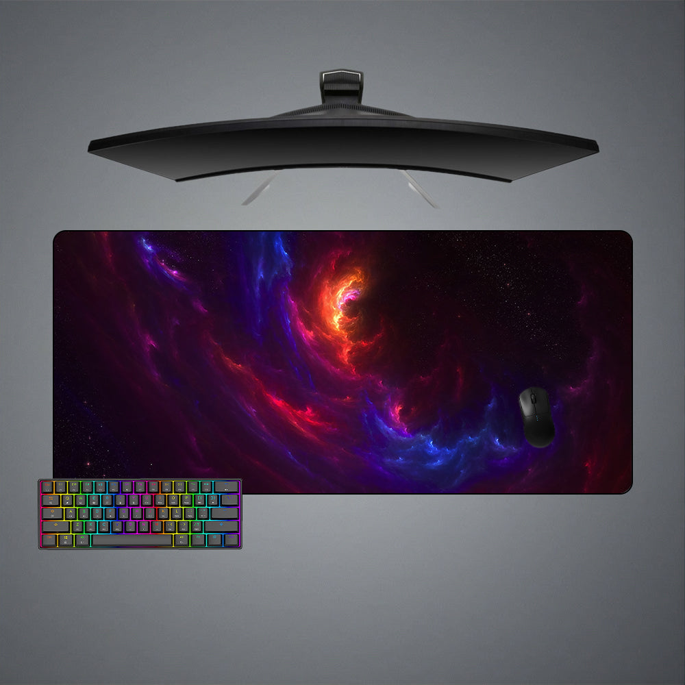 Ice & Fire Nebula Design Large Size Gamer Mouse Pad