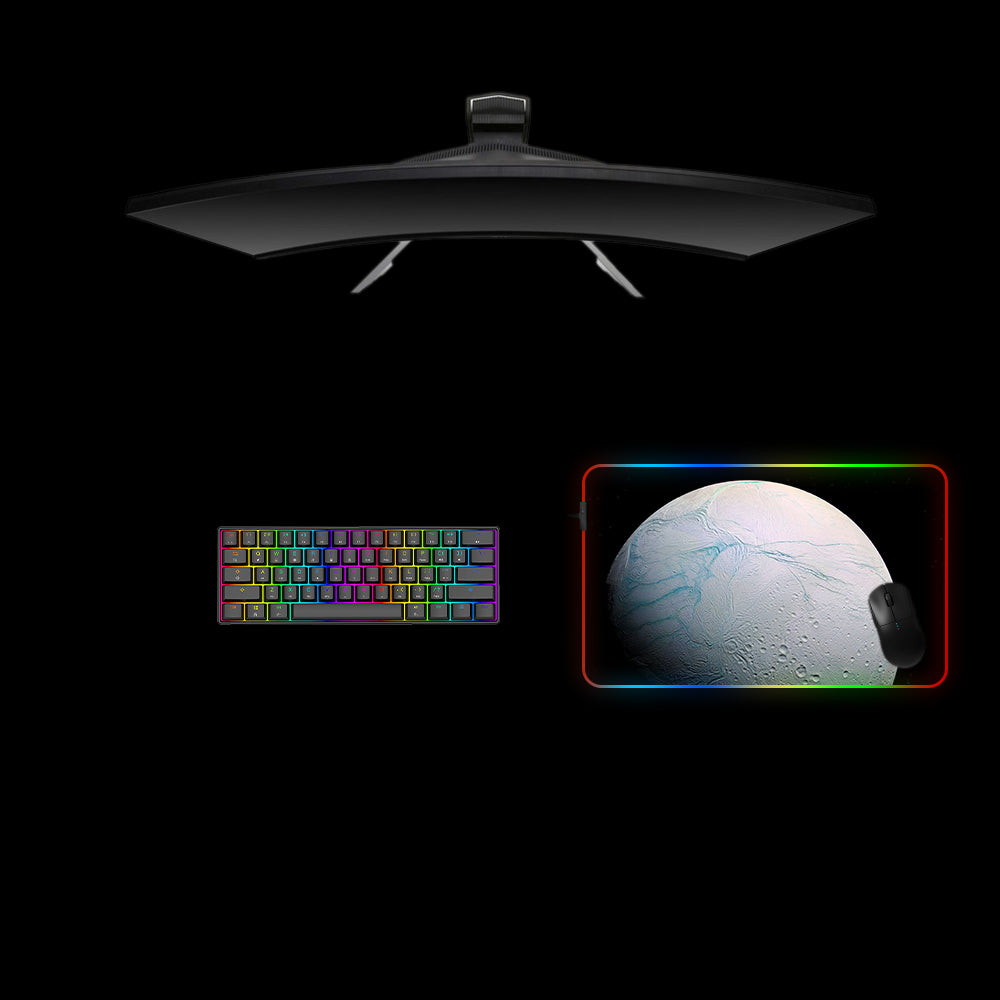 Icy Planet Design Medium Size RGB Backlit Gamer Mouse Pad