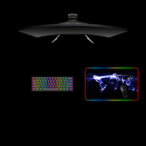 Information Exchange World Map Design Medium Size RGB Light Gaming Mouse Pad, Computer Desk Mat