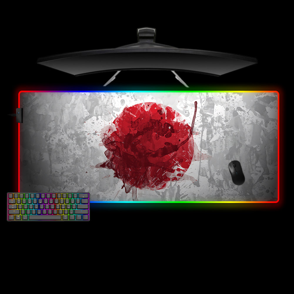 Japanese Flag Splash Paint Design XXL Size Gamer RGB Lit Mousepad