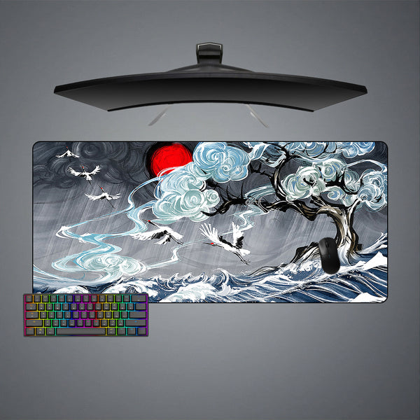 Japanese Wave Design XL Size Gamer Mouse Pad, Computer Desk Mat