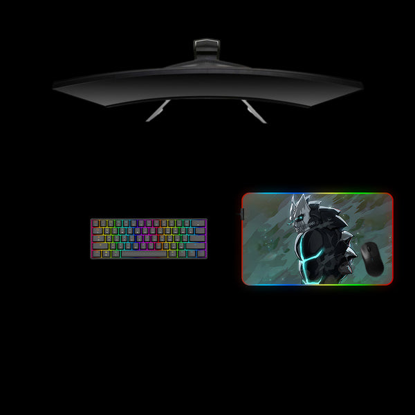 Medium size RGB lit gamer mousepad with Kaiju No 8 Kafka printed design