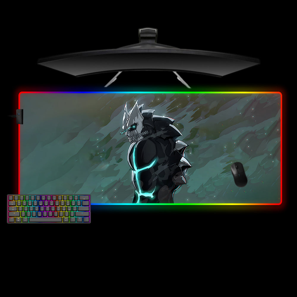 XL size RGB lit gamer mousepad with Kaiju No 8 Kafka printed design
