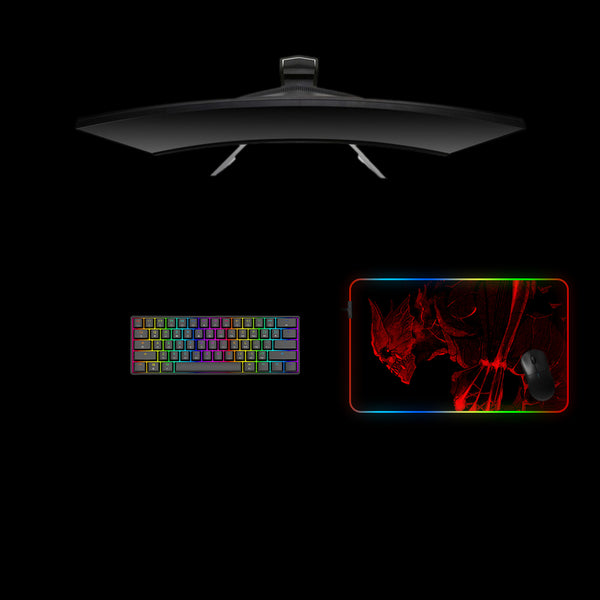Medium size RGB lit gaming mousepad with Kaiju No 8 Kafka Hibino Red printed design