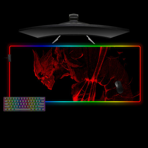 XL size RGB lit gaming mousepad with Kaiju No 8 Kafka Hibino Red printed design