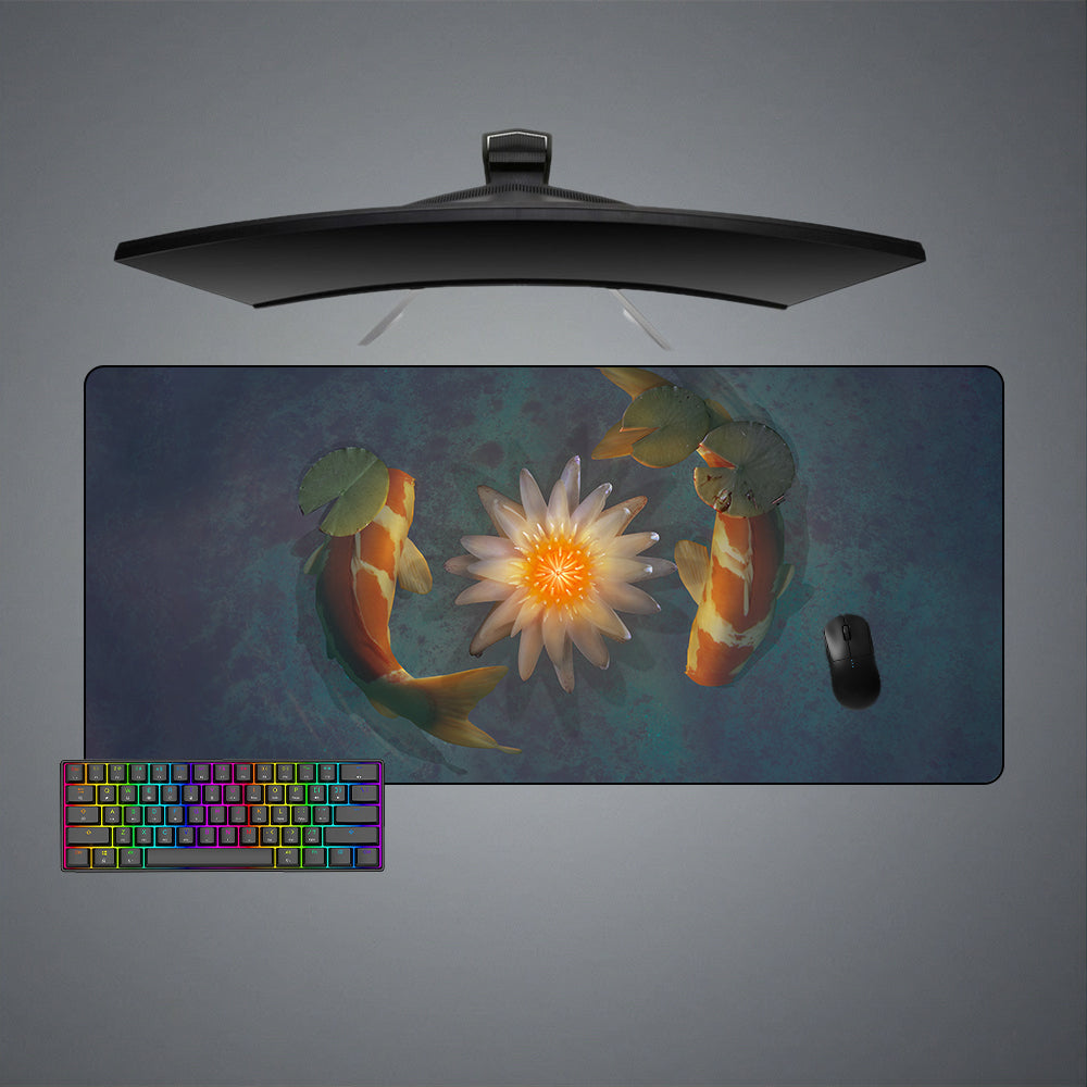Koi Fish Design Large Size Gaming Mouse Pad, Computer Desk Mat