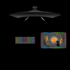 Koi Fish Design Medium Size RGB Illuminated Gaming Mouse Pad, Computer Desk Mat