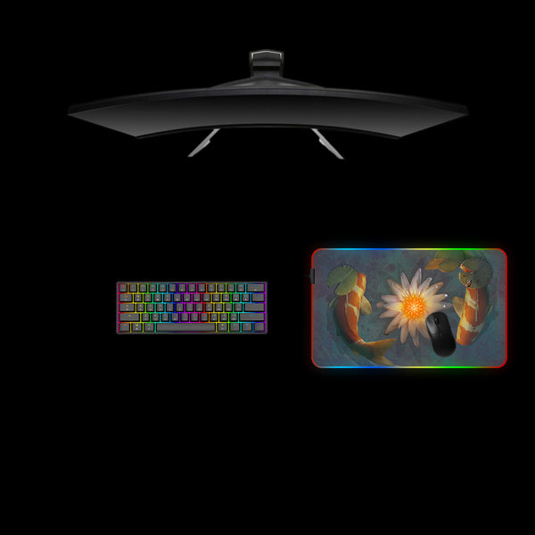Koi Fish Design Medium Size RGB Illuminated Gaming Mouse Pad, Computer Desk Mat