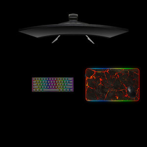 Lava Cracks Design Medium Size RGB Backlit Gaming Mouse Pad