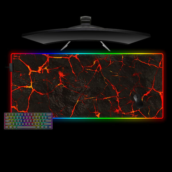 Lava Cracks Design XXL Size RGB Backlit Gaming Mouse Pad