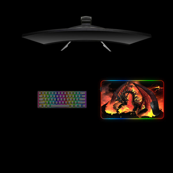Lava Dragon Design Medium Size RGB Light Gamer Mouse Pad, Computer Desk Mat