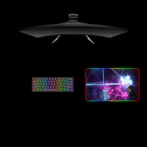 Light Show Abstract Design Medium Size RGB Backlit Gamer Mouse Pad, Computer Desk Mat