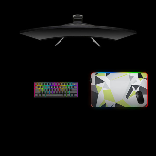 Lime & Gray Pattern Design Medium Size RGB Light Gamer Mousepad