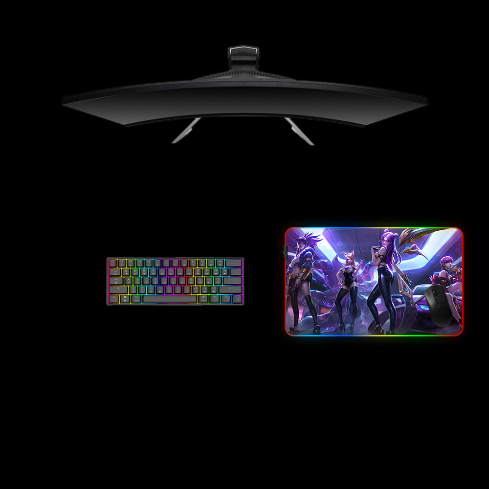 Girl Squad Design Medium Size RGB Lit Gaming Mouse Pad