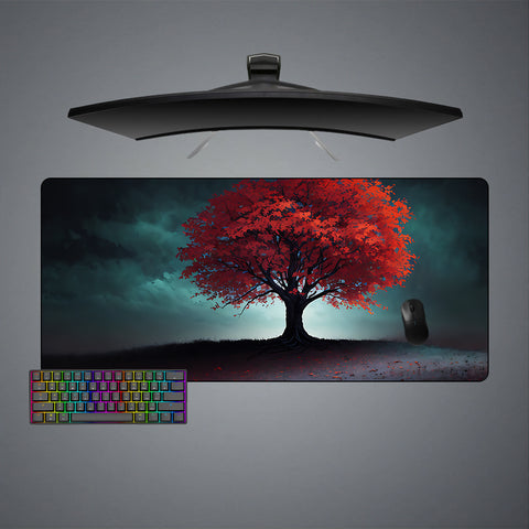 Lone Red Tree Painting Design Large Size Gaming Mousepad