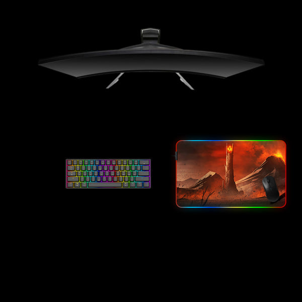 Lord of the Rings Tower of Sauron Design Medium Size RGB Illuminated Gaming Mouse Pad, Computer Desk Mat