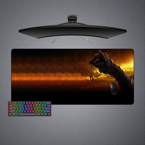 Large size gamer mouse pad with "LOTR in wrong hands" printed design