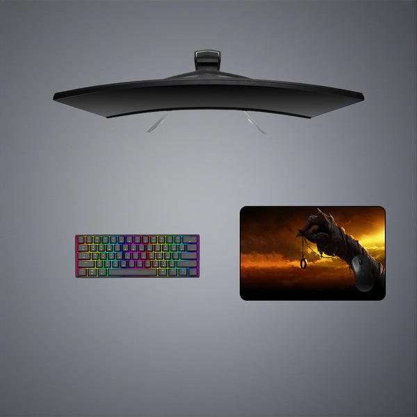 Medium size gamer mouse pad with "LOTR in wrong hands" printed design