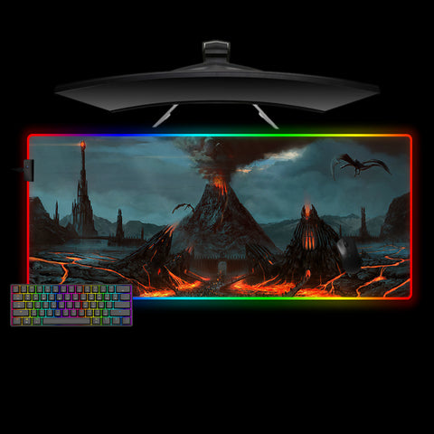 LOTR Mordor Design XXL Size RGB Lit Gamer Mouse Pad, Computer Desk Mat