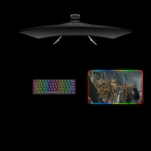 Lord of the Rings Rivendell Design Medium Size RGB Illuminated Gaming Mouse Pad, Computer Desk Mat