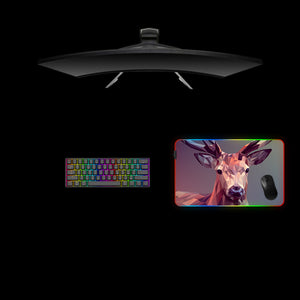 Low Poly Deer Design Medium Size RGB Light Gaming Mouse Pad, Computer Desk Mat
