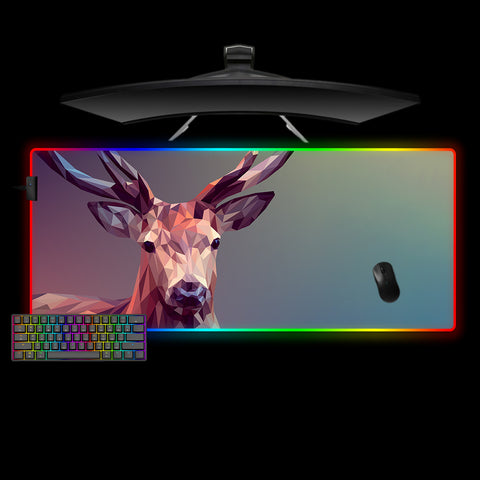 Low Poly Deer Design XL Size RGB Light Gaming Mouse Pad, Computer Desk Mat