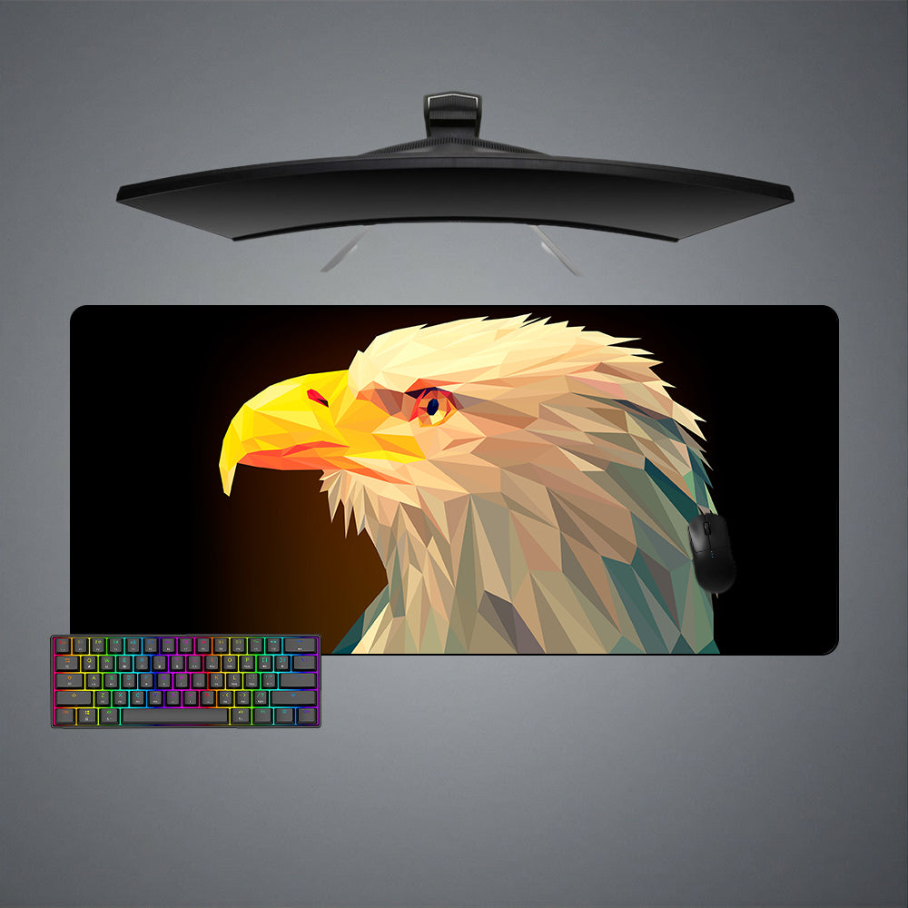 Low Poly Eagle Design XL Size Gamer Mouse Pad, Computer Desk Mat