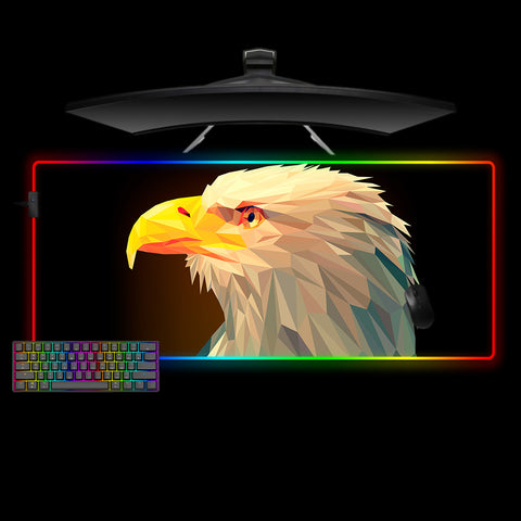 Low Poly Eagle Design XL Size RGB Light Gamer Mouse Pad, Computer Desk Mat