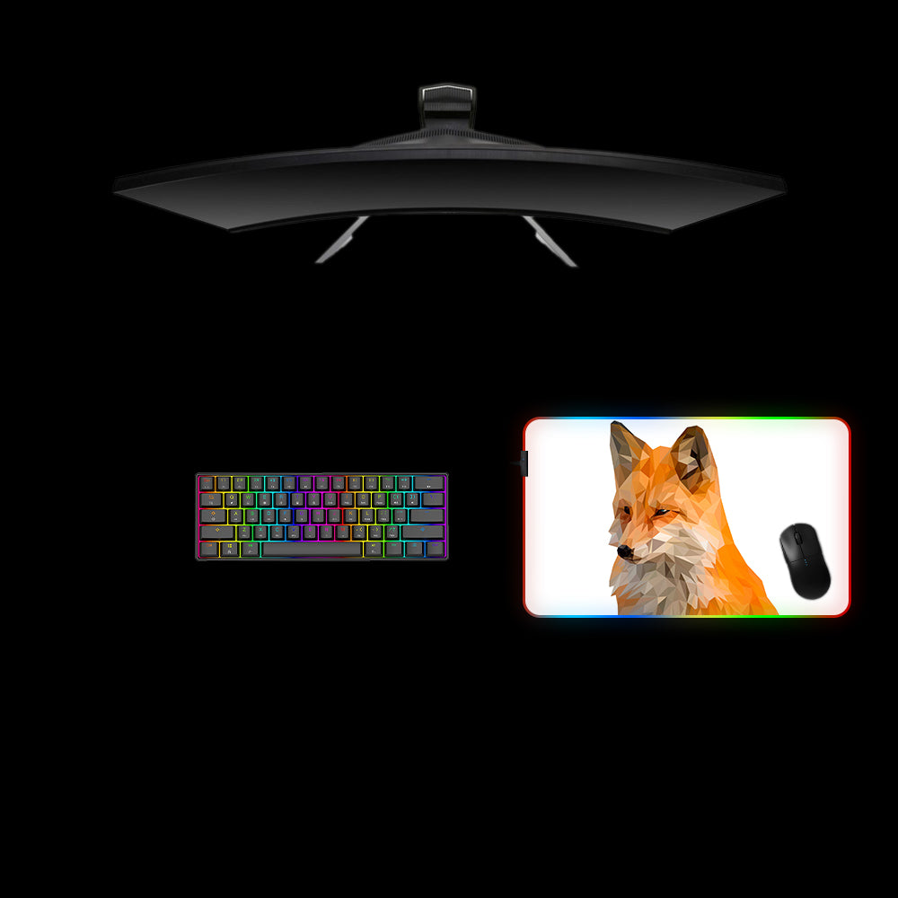 Low Poly Fox Design Medium Size RGB Light Gaming Mouse Pad, Computer Desk Mat